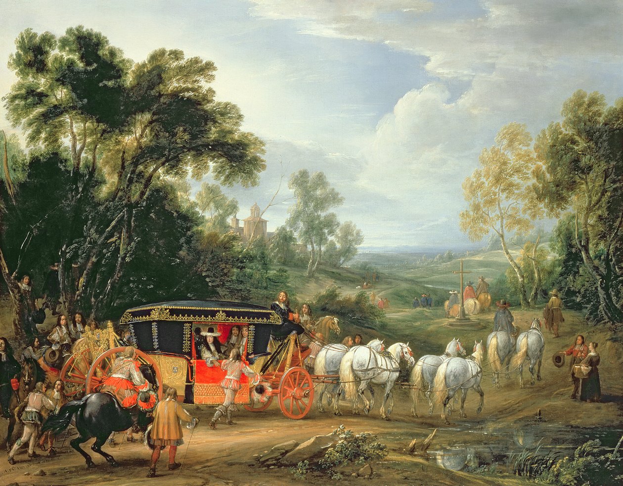 Louis XIV (1638-1715) i sin statstrener av Adam Frans van der Meulen