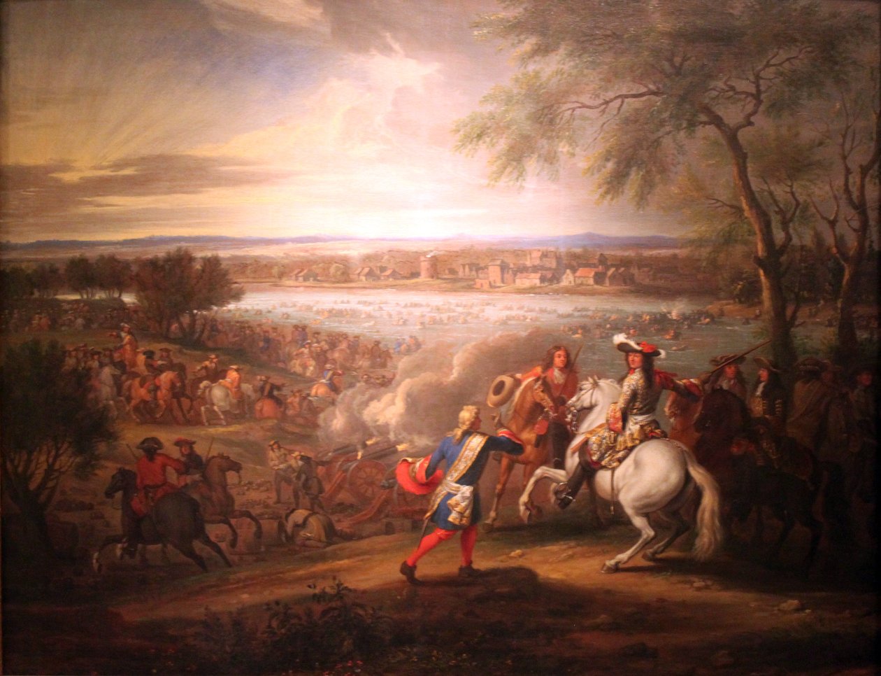 Louis XIV, konge av Frankrike, krysser Rhinen ved Lobith 12. juni 1672 av Adam Frans van der Meulen