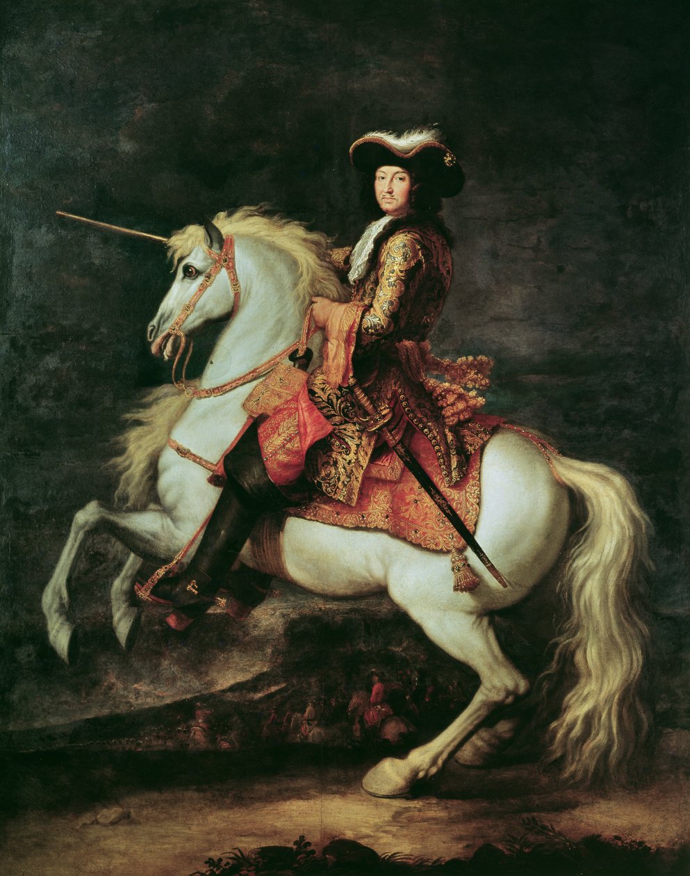 Portrett av Ludvig XIV på en hest av Adam Frans van der Meulen