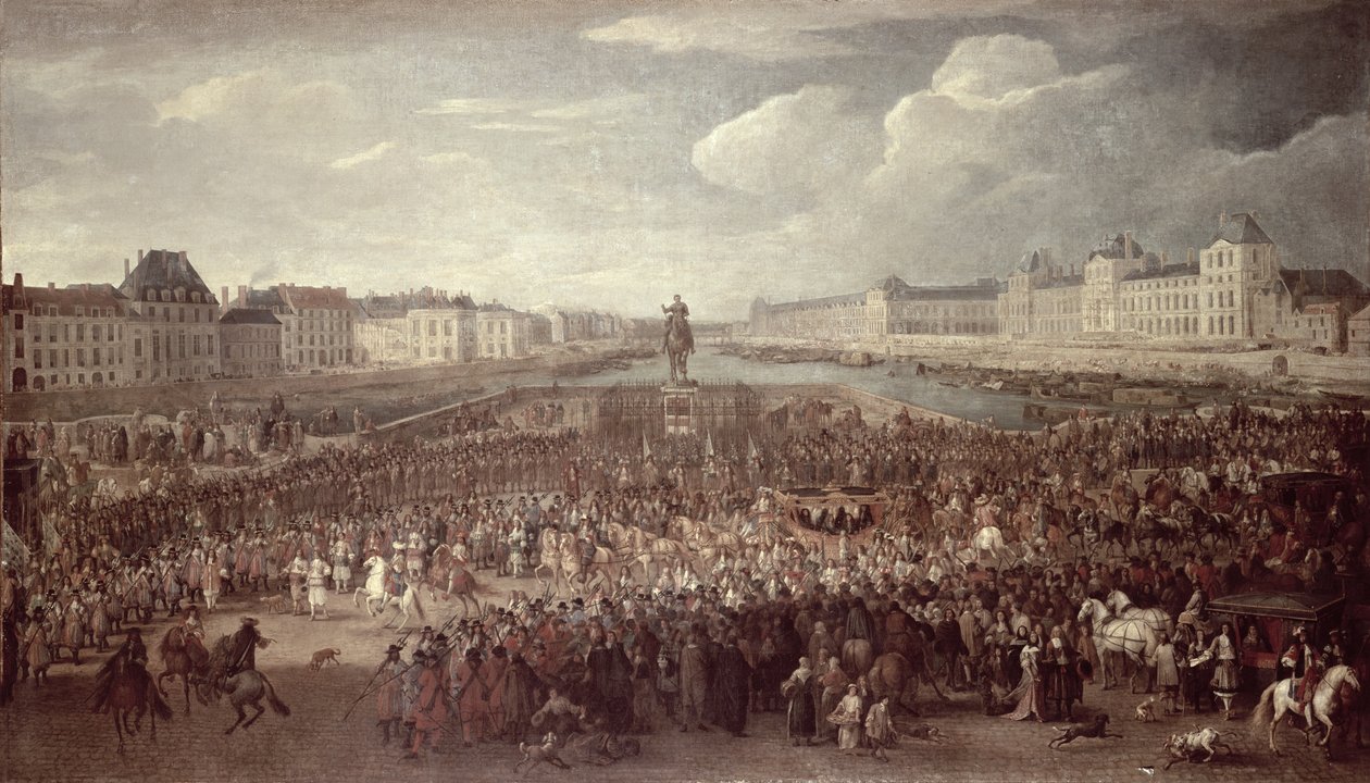 Prosesjonen til Ludvig XIV (1638-1715) over Pont Neuf av Adam Frans van der Meulen