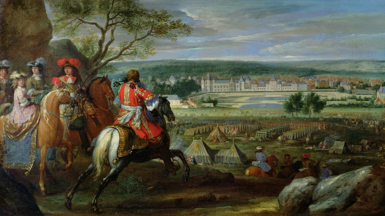 Utsikt over Palace of Fontainebleau fra Flowerbed Side, 1669 av Adam Frans van der Meulen