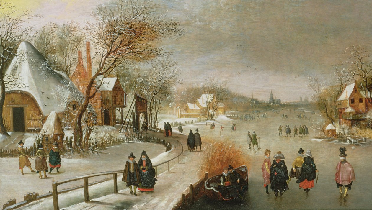 Vinterlandskap med skatere av Adam van Breen