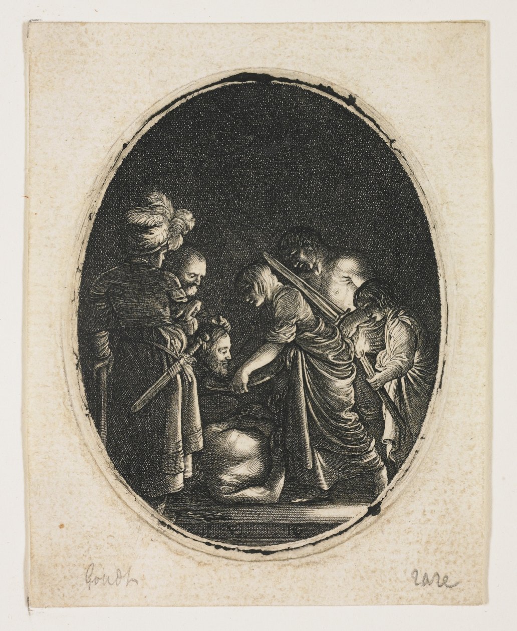 Salome mottar hodet til den hellige Johannes, gravert av Hendrik Goudt (1583-1648), ca. 1607-09 (gravering) av Adam (after) Elsheimer