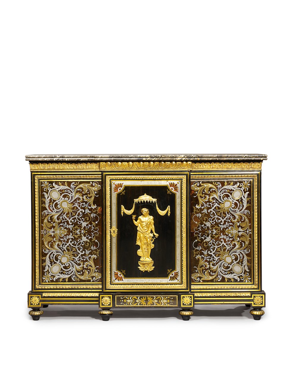 Louis XVI sideskap, bestilt av Marchand-Mercier Claude-Francois Julliot, med Louis XIV marquetry paneler, ca. 1775-1800 (ormolu montert, messing og tinn innlagt ibenholt og skilpadde) av Adam (attr. to) Weisweiler