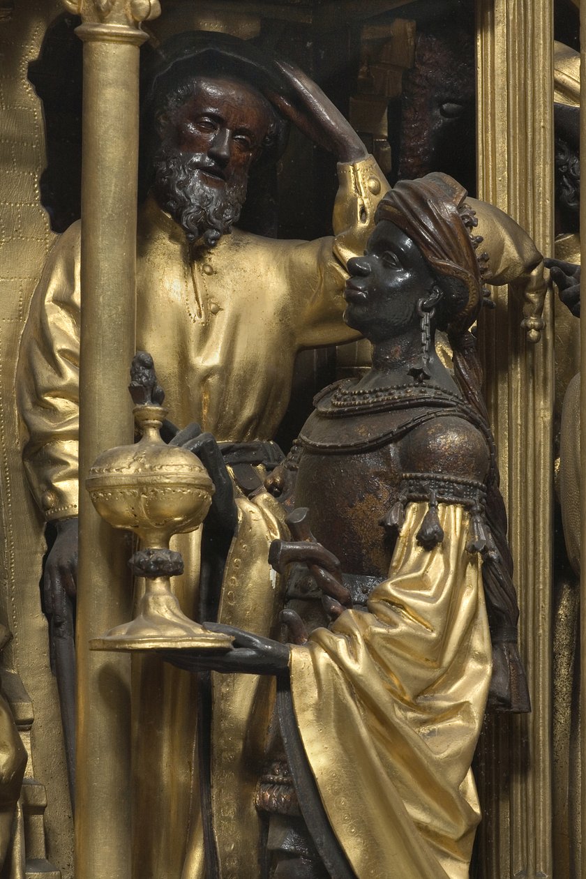 Tilbedelse av magi, detalj av Adam (school of) Kraft