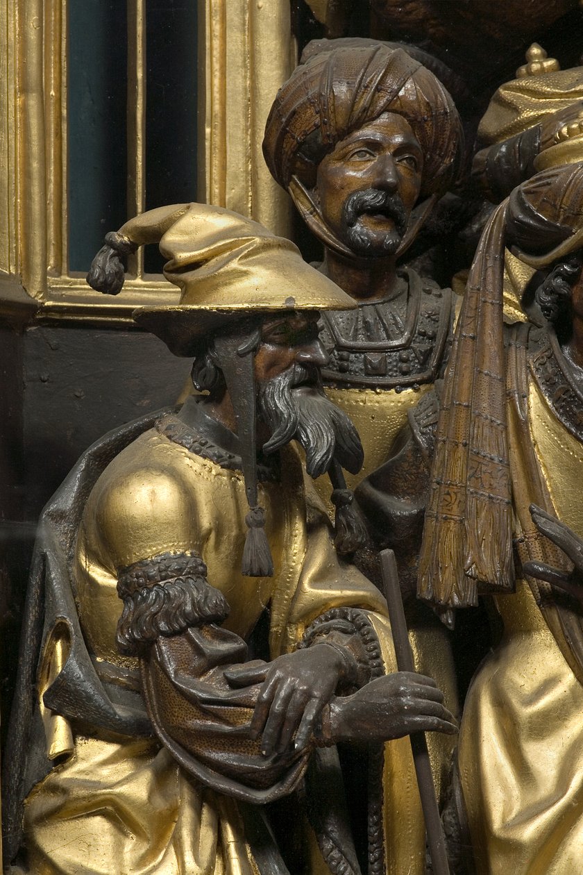 Tilbedelse av magi, detalj av Adam (school of) Kraft