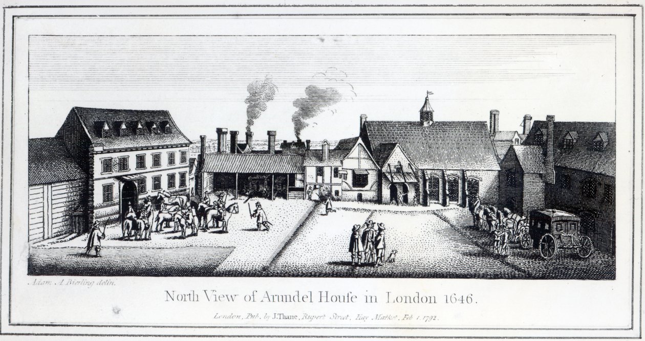 North View of Arundel House i London etset av Wenceslaus Hollar i 1646 og utgitt i 1792 av Adam Alexius Bierling