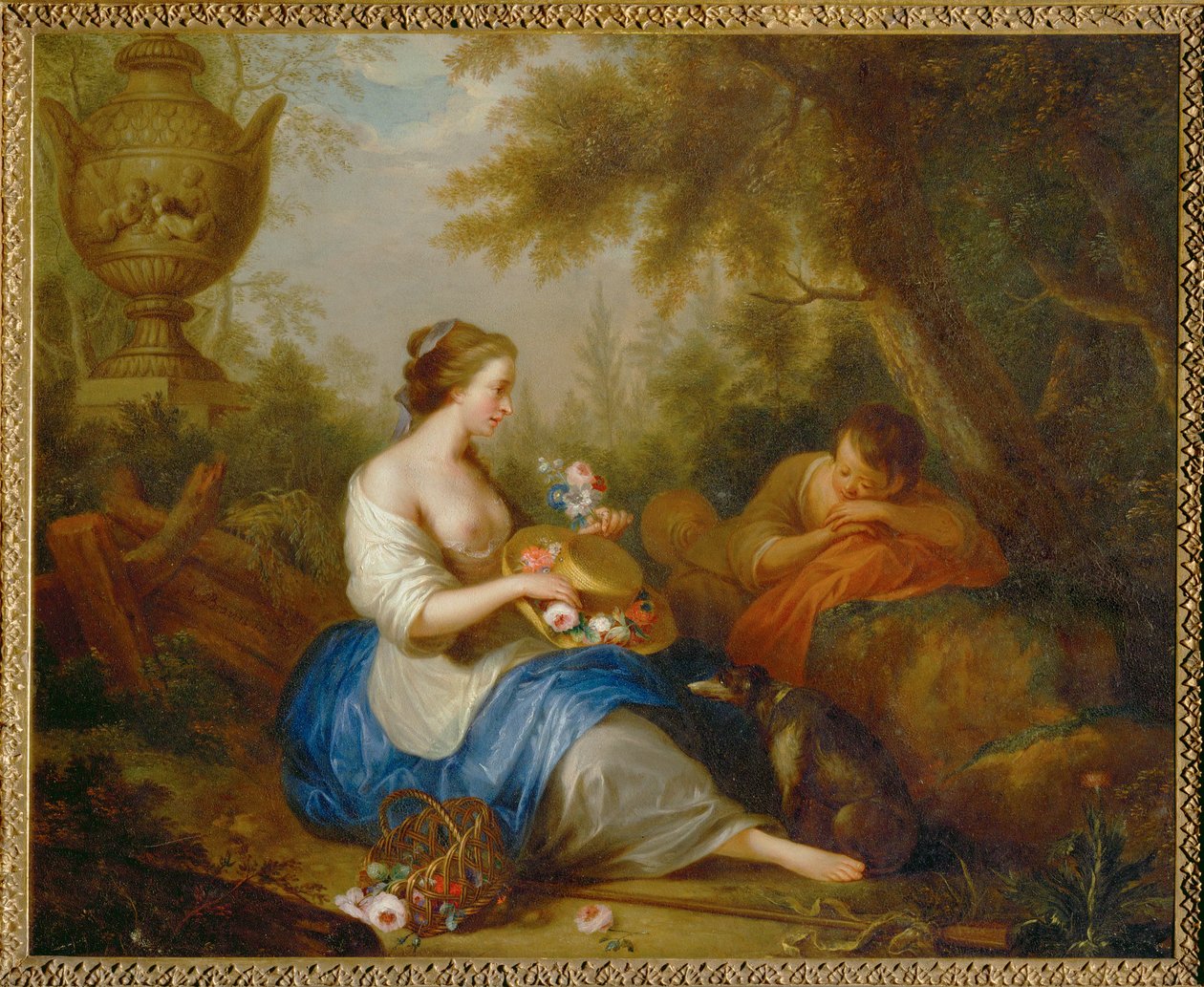 Erotisk scene (maleri på kobber) av Adam Braun