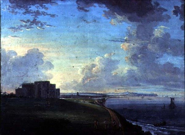 Highcliffe, nær Christchurch, Dorset, setet til Marquis of Bute, fra øst av Adam Callander