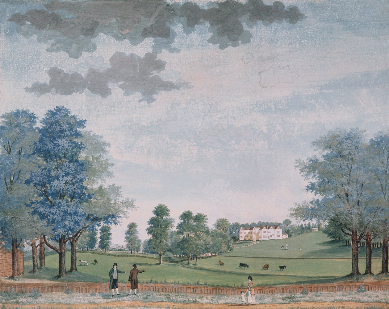 Det store huset og parken i Chawton, ca. 1780 av Adam Callander
