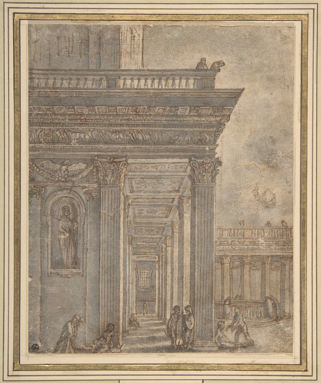 Et tempel i en gårdsplass (Betesda-dammen) av Adam Elsheimer