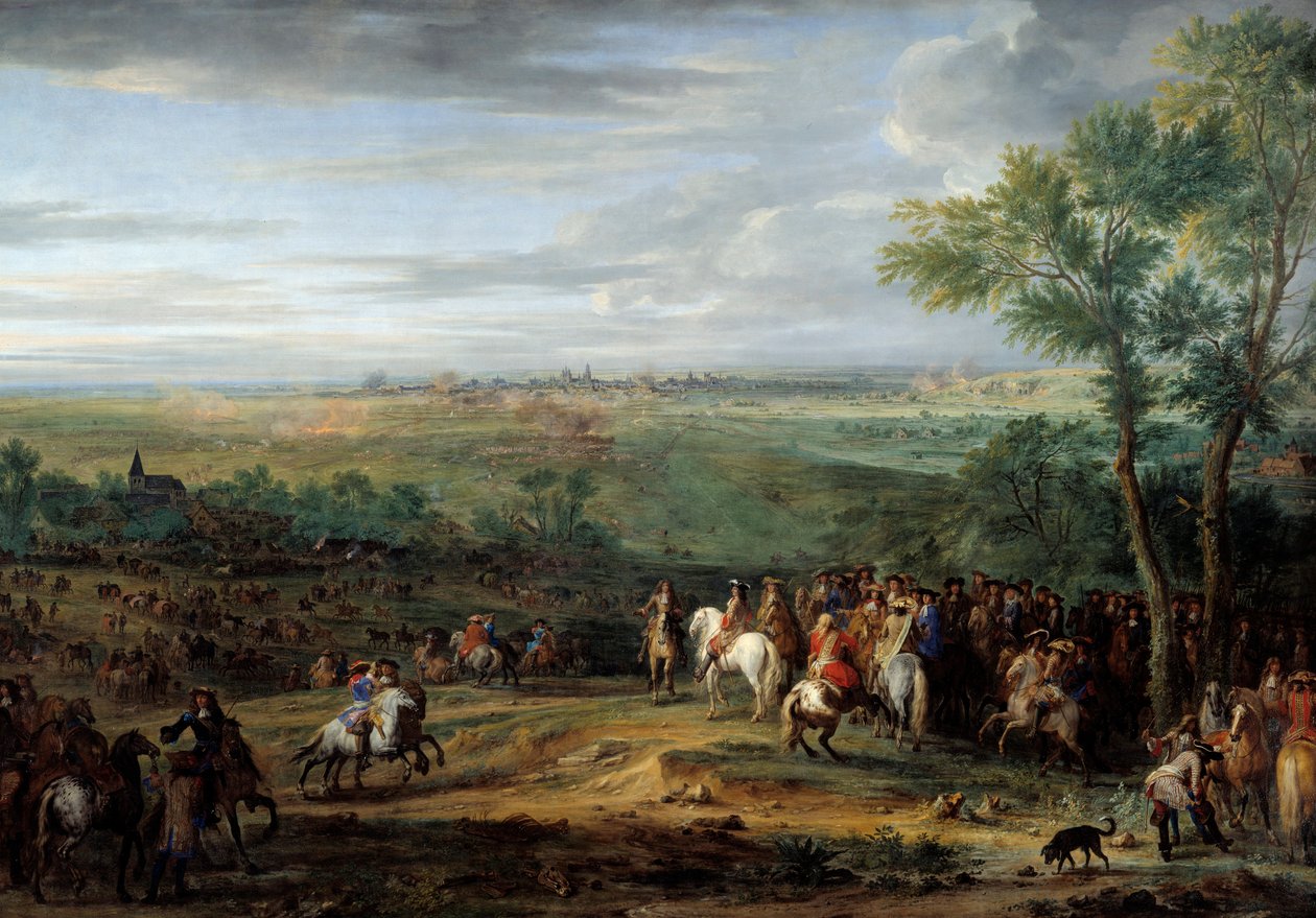Ankomst fra Lous XIV til leiren foran Maestricht (dagens by Maastricht) i juni 1673. Maleri av Adam Francois Van Der Meulen (1632-1690) av Adam Frans van der Meulen