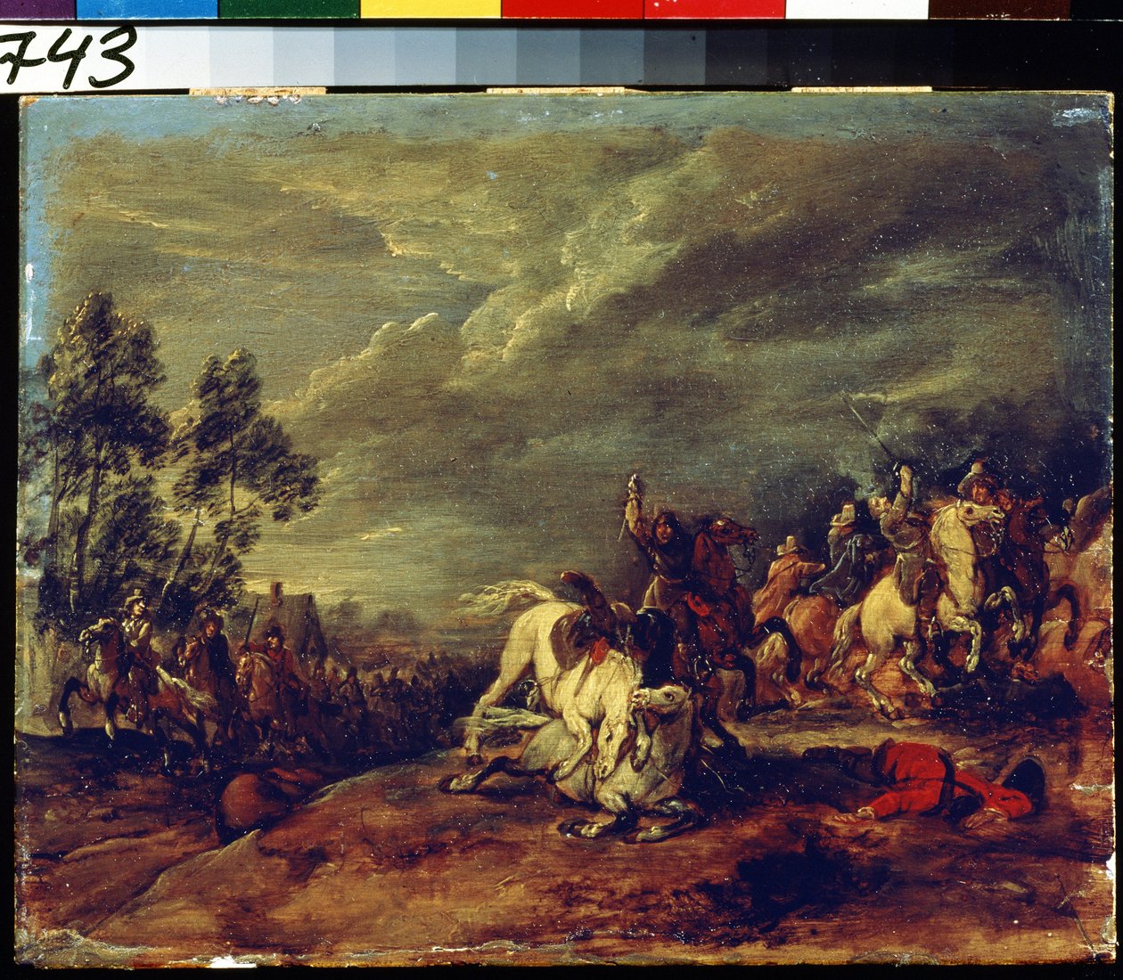 Slag. En kamp. Maleri Adam Frans van der Meulen (1632-1690). Olje på tre. Flamsk kunst, barokkstil. Pushkin Museum of Fine Arts, Moskva. av Adam Frans van der Meulen