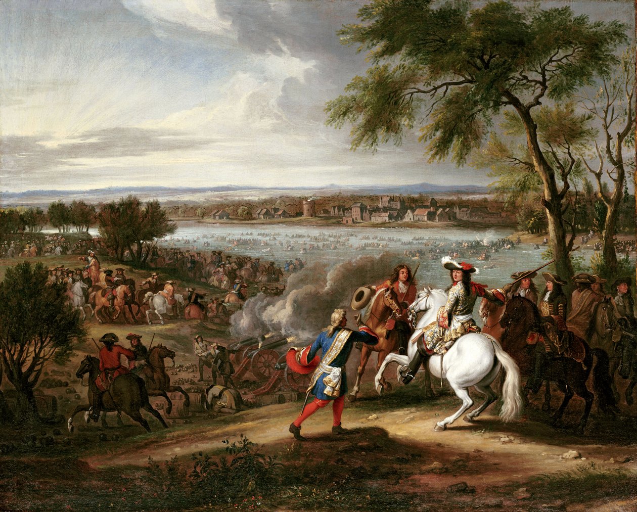 Kong Ludvig XIV av Frankrike krysser Rhinen, 12. juni 1672 av Adam Frans van der Meulen