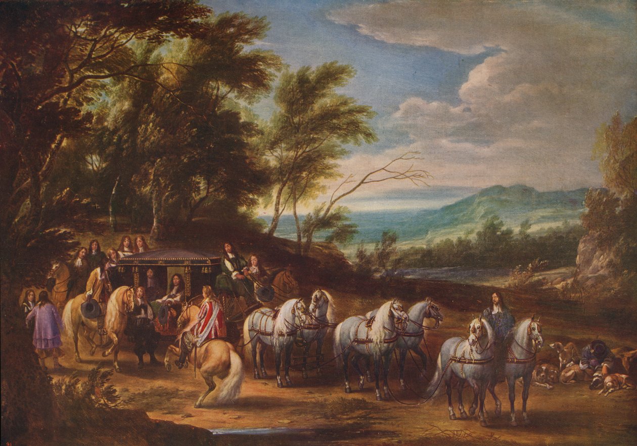 Philippe Francois dArenberg møter tropper, 1662, c1915 av Adam Frans van der Meulen