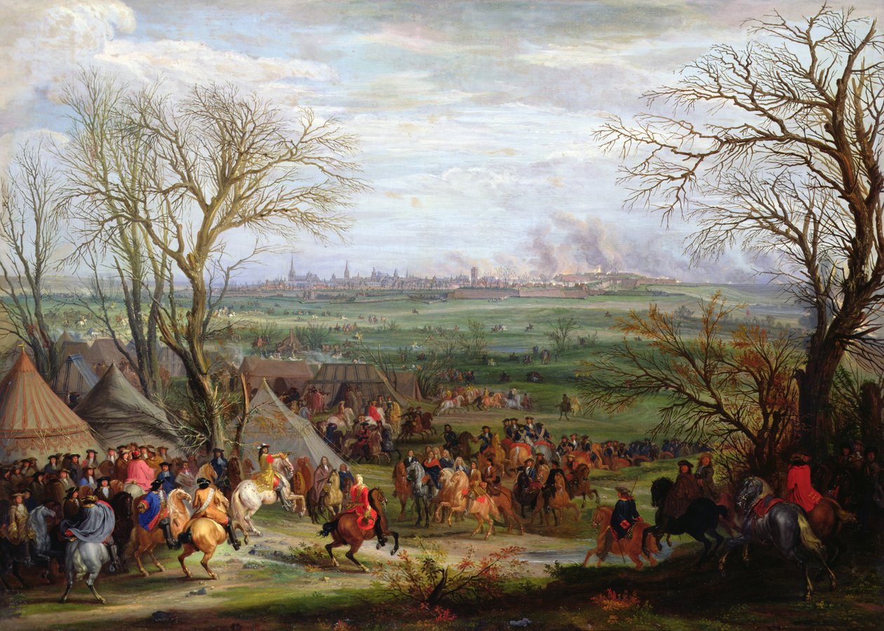 The Siege of Cambrai av Louis XIV, konge av Frankrike og Navarra, i 1677 (olje på lerret) av Adam Frans van der Meulen