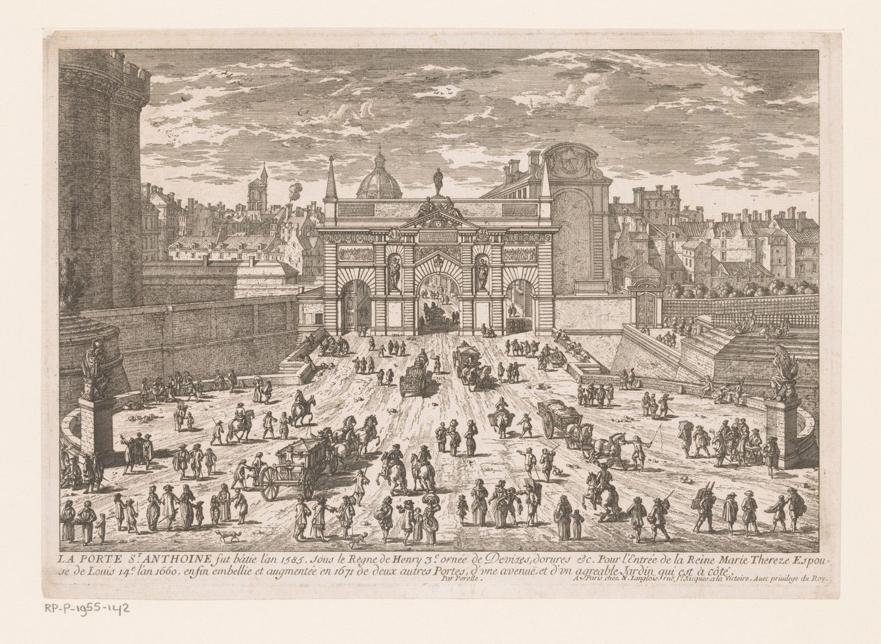 Utsikt over Porte Saint-Antoine La Porte St. Antoine (...) (tittel på objekt) av Adam Perelle