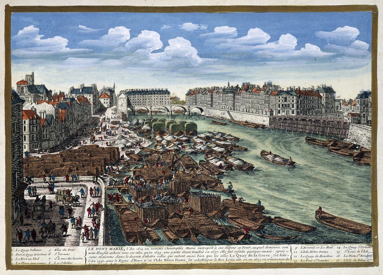 Le Pont Marie etter gjenoppbyggingen - i "" Paris" av Perelle av Adam Perelle