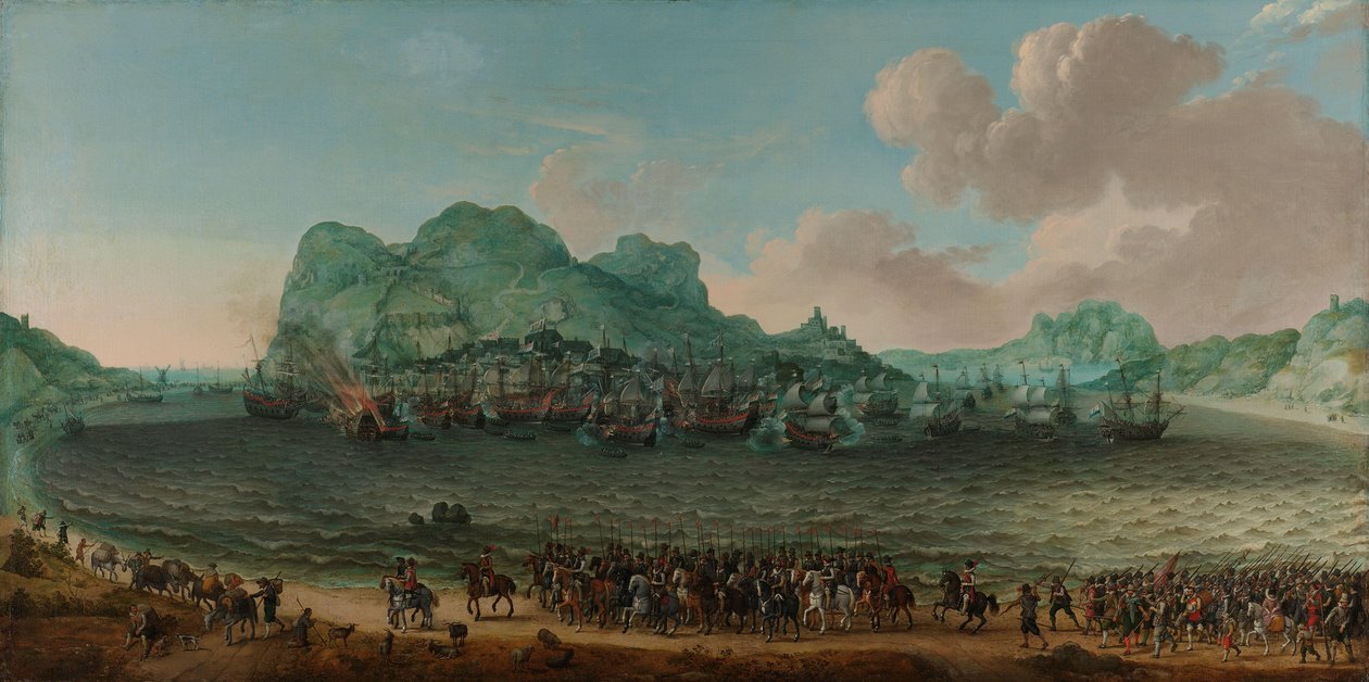 Seier over spanjolene nær Gibraltar av en flåte kommandert av admiral Jacob van Heemskerck, 25. april 1607 av Adam Willaerts (signed by artist)