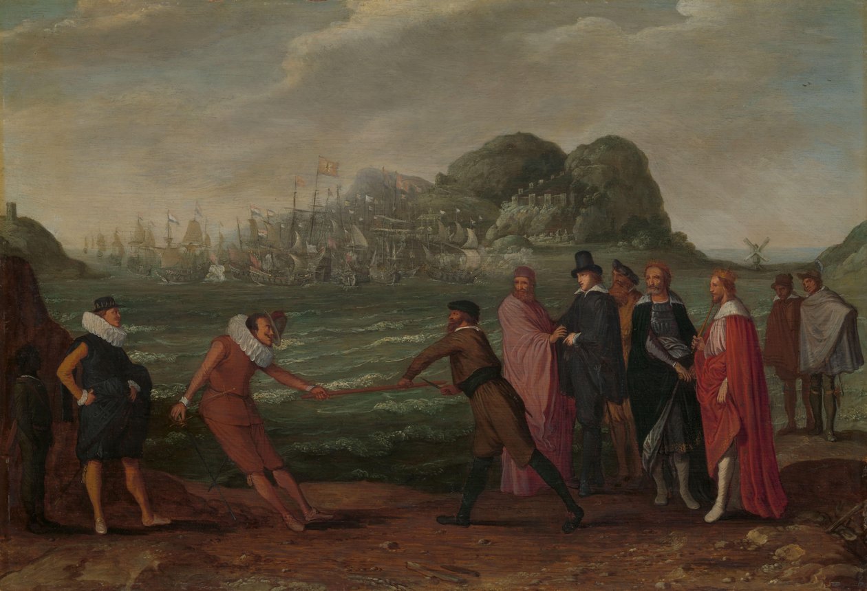 Battle for the Gold Staff (Dominion of the World) Allegori om nederlendernes seier over den spanske flåten ved Gibraltar, 25. april 1607 av Adam Willaerts