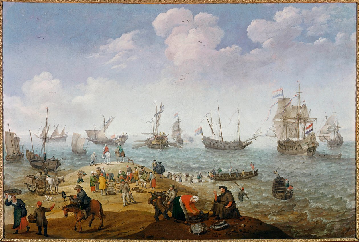 Fiskescene-maleri av Adam Willaerts (1577-1664) Privat samling fra 1600-tallet av Adam Willaerts