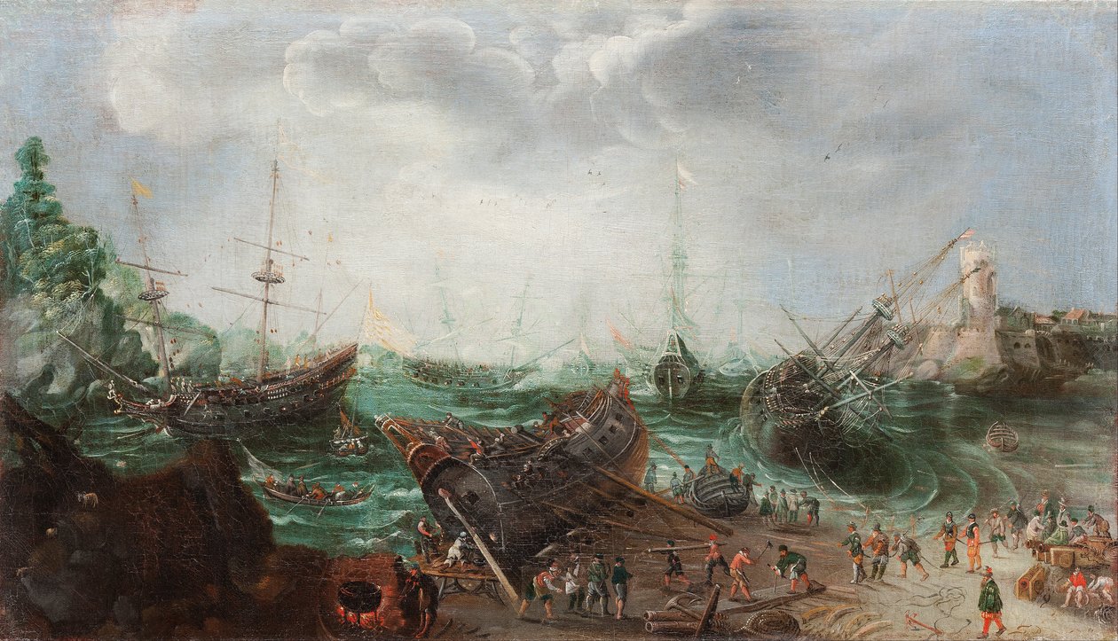 Havnescene, ca. 1615 (olje på lerret) av Adam Willaerts