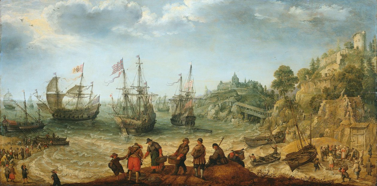 Sendes utenfor en steinete kyst av Adam Willaerts
