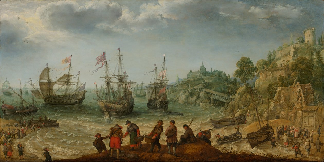 Sendes utenfor en steinete kyst, 1621 av Adam Willaerts