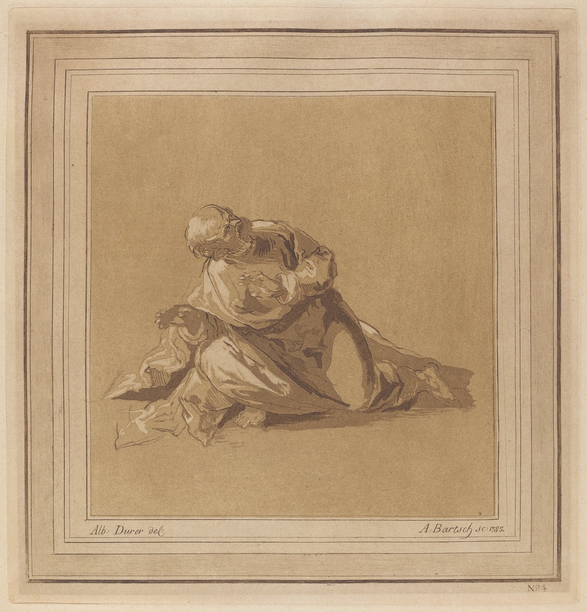 En hukende apostel (Sankt Peter) av Adam von Bartsch, after a drawing formerly attributed to Albrecht Dürer