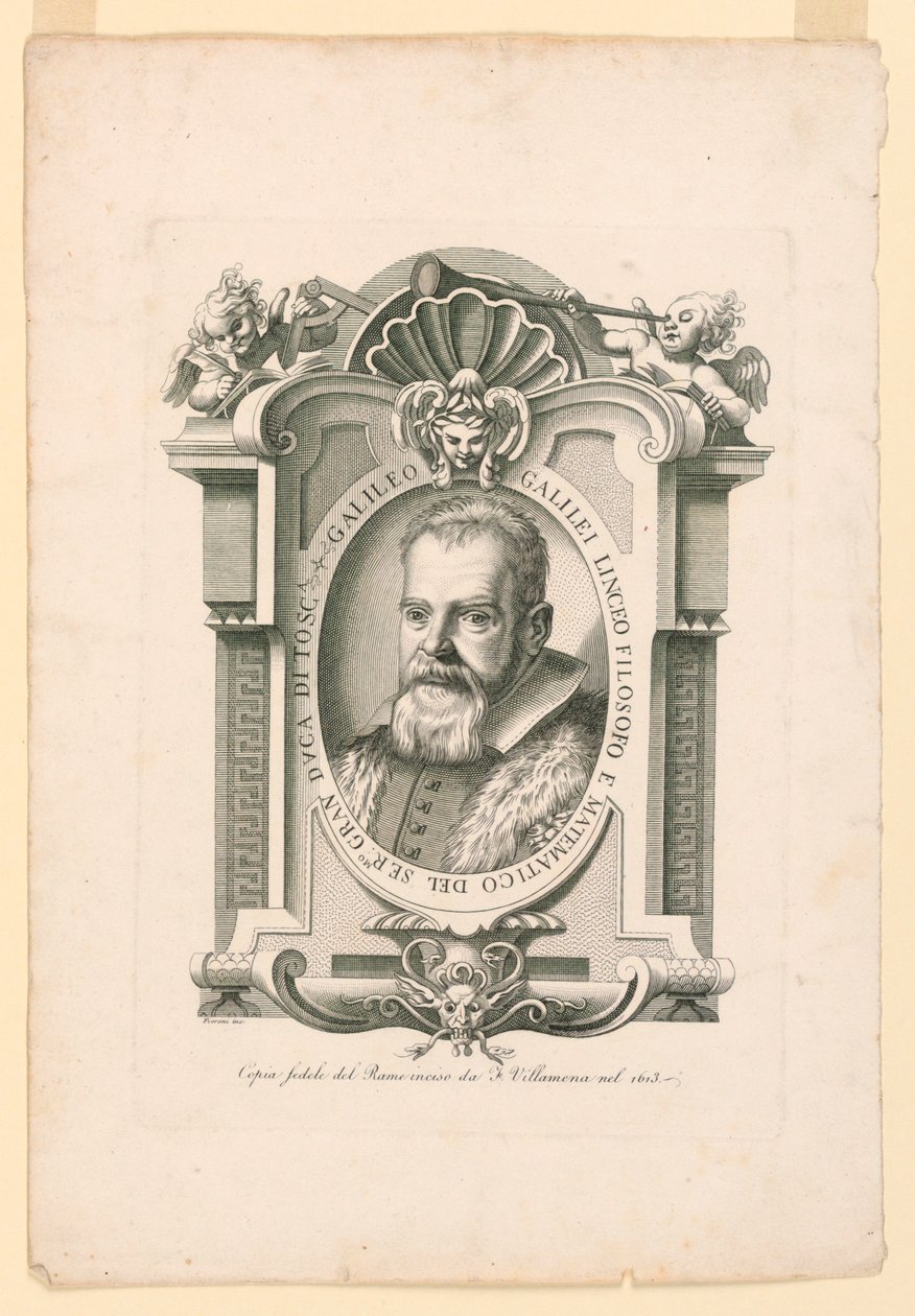 Portrett av Galileo Galilei (1562-1642) av Adamo Fioroni, active first half of 19th century
