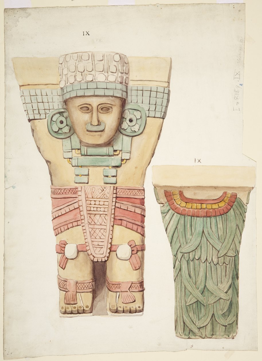 Caryatid IX, som viser front og bakside (bakfra i mindre skala) (akvarell) av Adela Breton