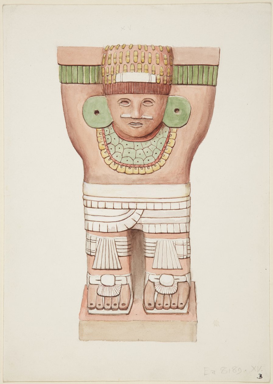 Karyatid fra ytre kammer, tempel A, ballbanetempel, Chichen Itza, Mexico av Adela Breton