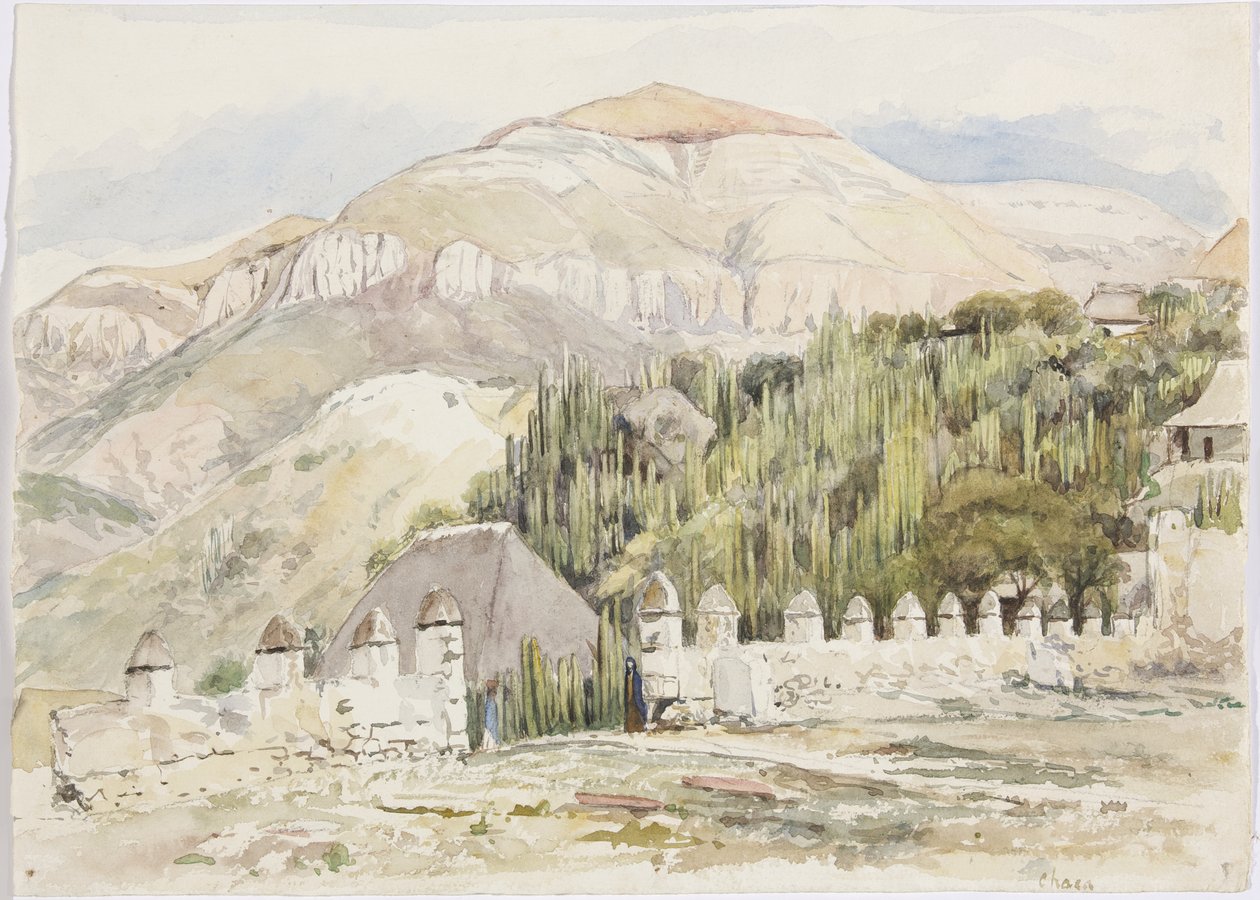 Church Enclosure, Metztitlán, Hidalgo, Mexico (akvarell) av Adela Breton