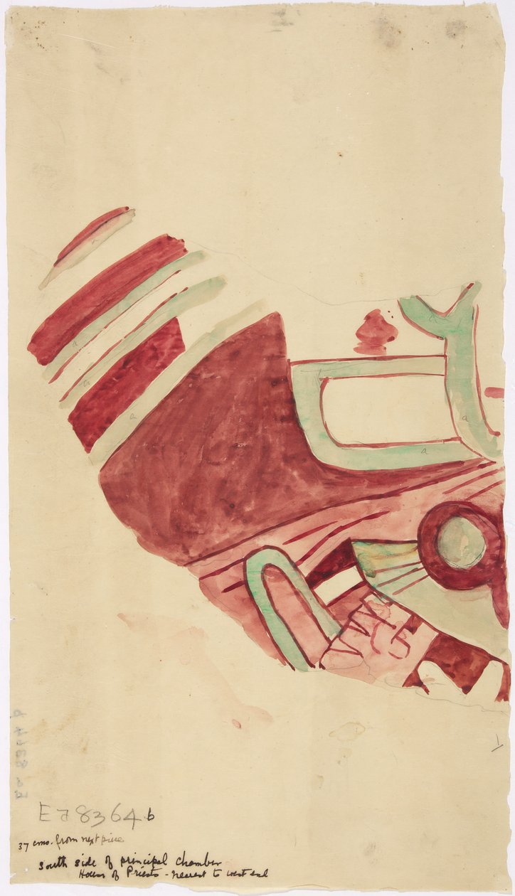 Kopi av et fragment av et veggmaleri fra Teotihuacan, Mexico State av Adela Breton