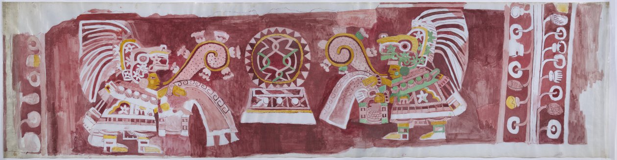 Kopi av et veggmaleri fra Casa de Barrios i Teopancaxco, Teotihuacan, Mexico State av Adela Breton