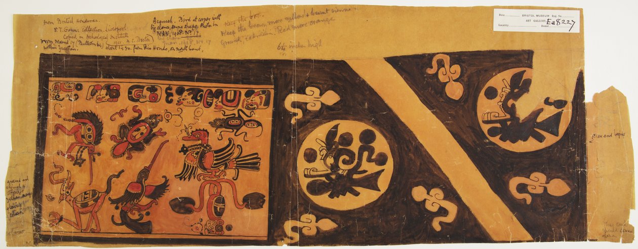 Design fra en gryte fra Britisk Honduras (Belize), Yucatan (akvarell) av Adela Breton