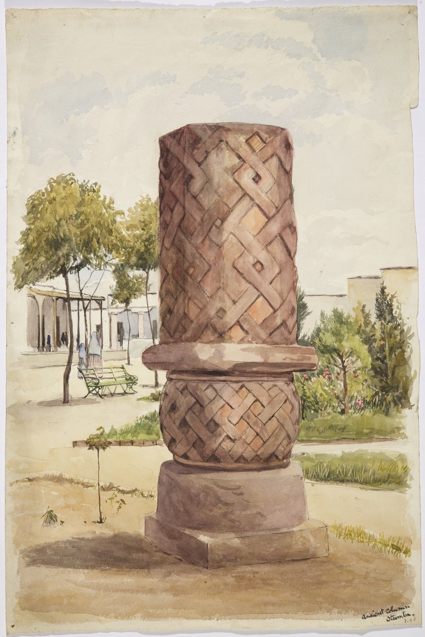 Statue eller søyle i Otumba, Mexico (akvarell) av Adela Breton