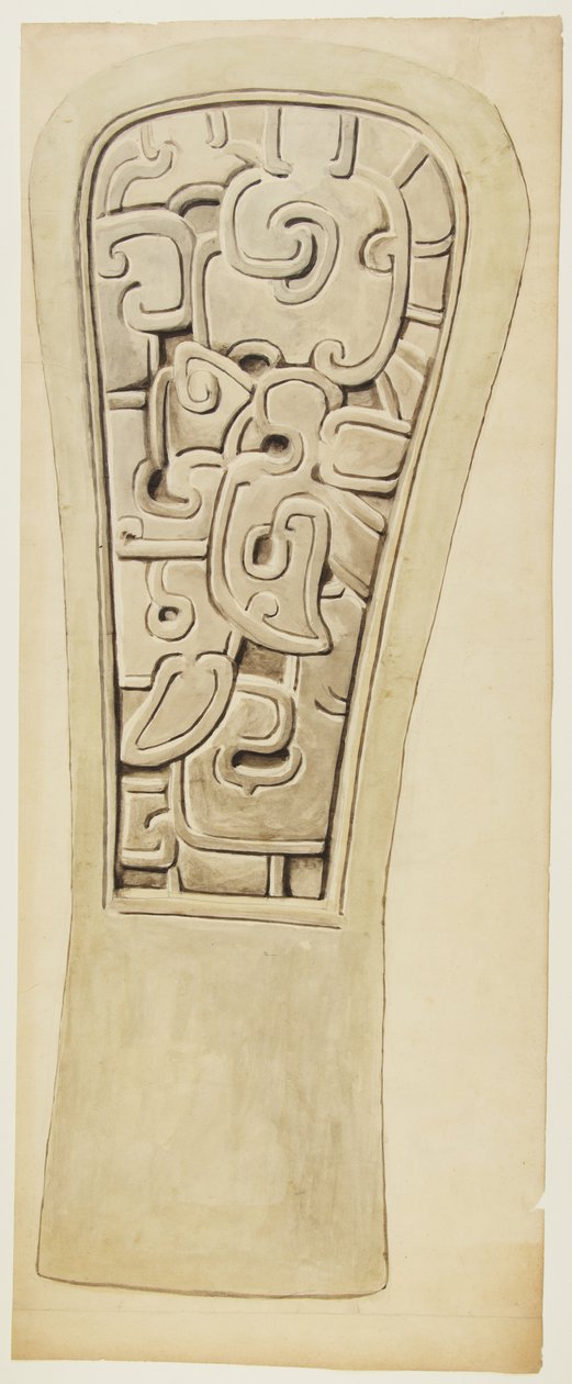 Steinrelieff fra Veracruz, Mexico (akvarell og grafitt) av Adela Breton