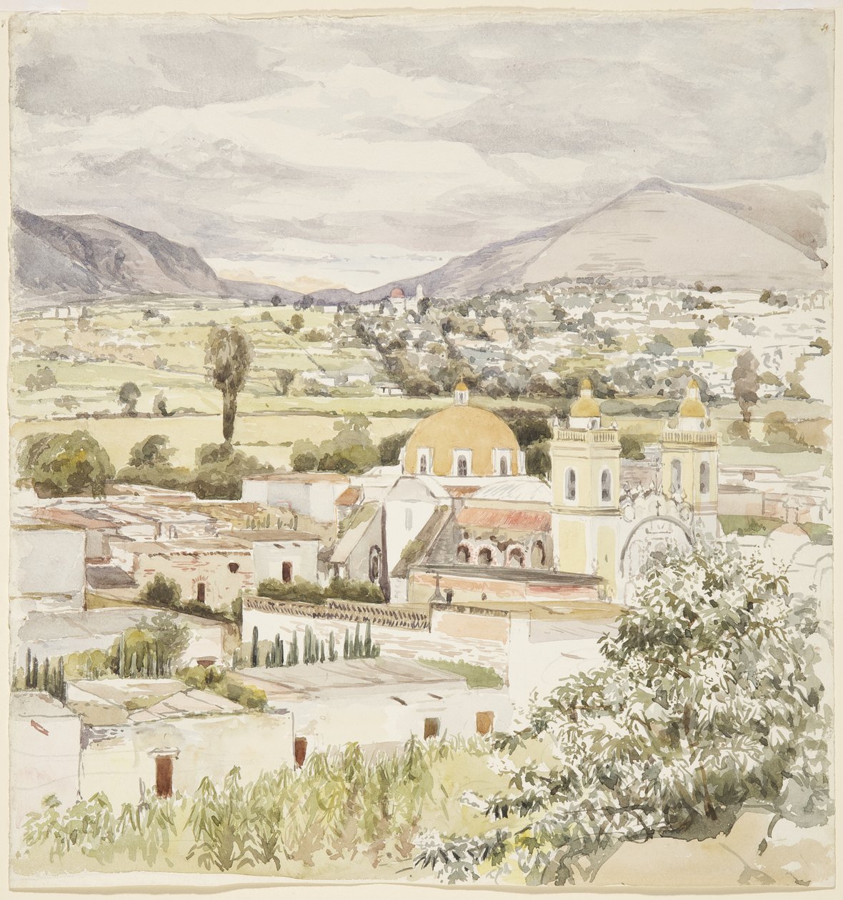 Byen Tlaxcala, Mexico 1894 (akvarell) av Adela Breton