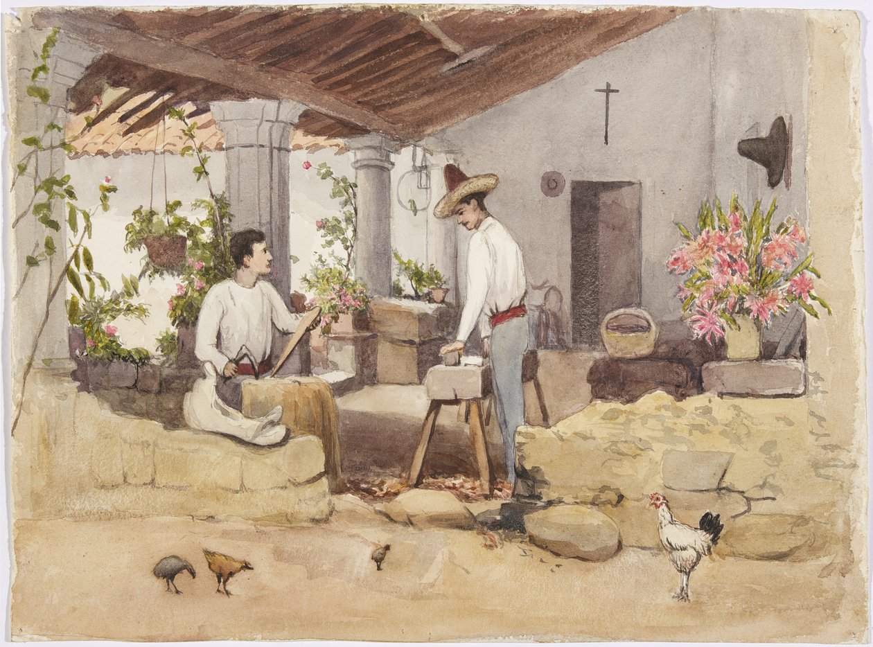 To menn som lager saler, salbutikk, Coscomatepec, Mexico av Adela Breton
