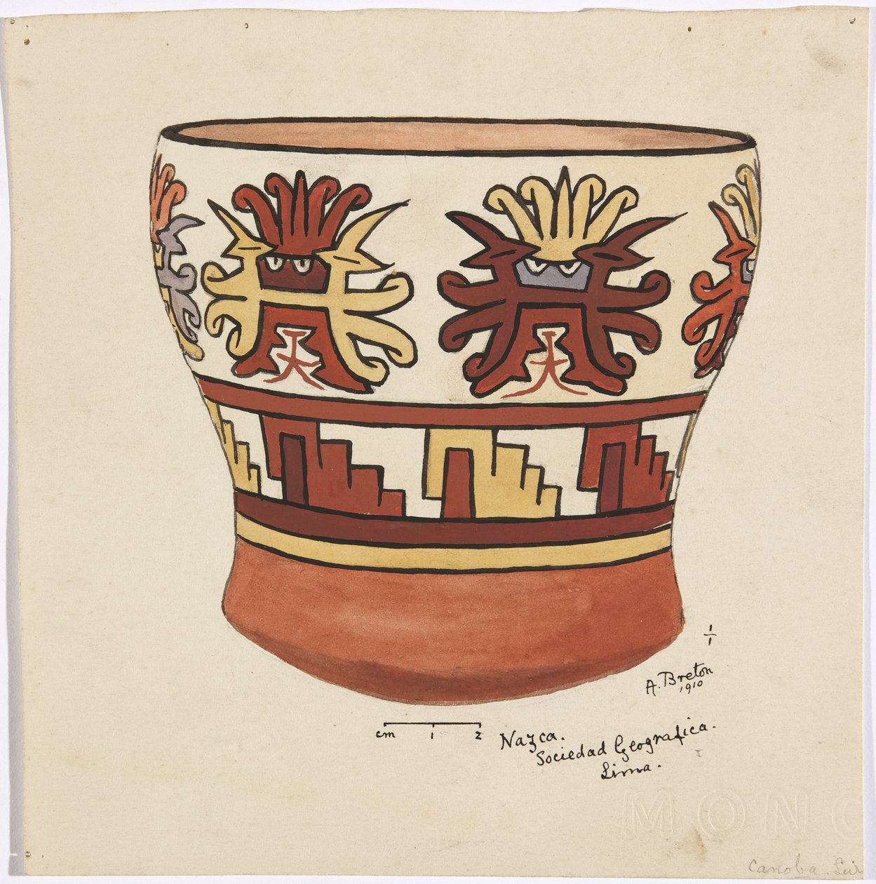 Vase fra Nazca, Peru (akvarell) av Adela Breton