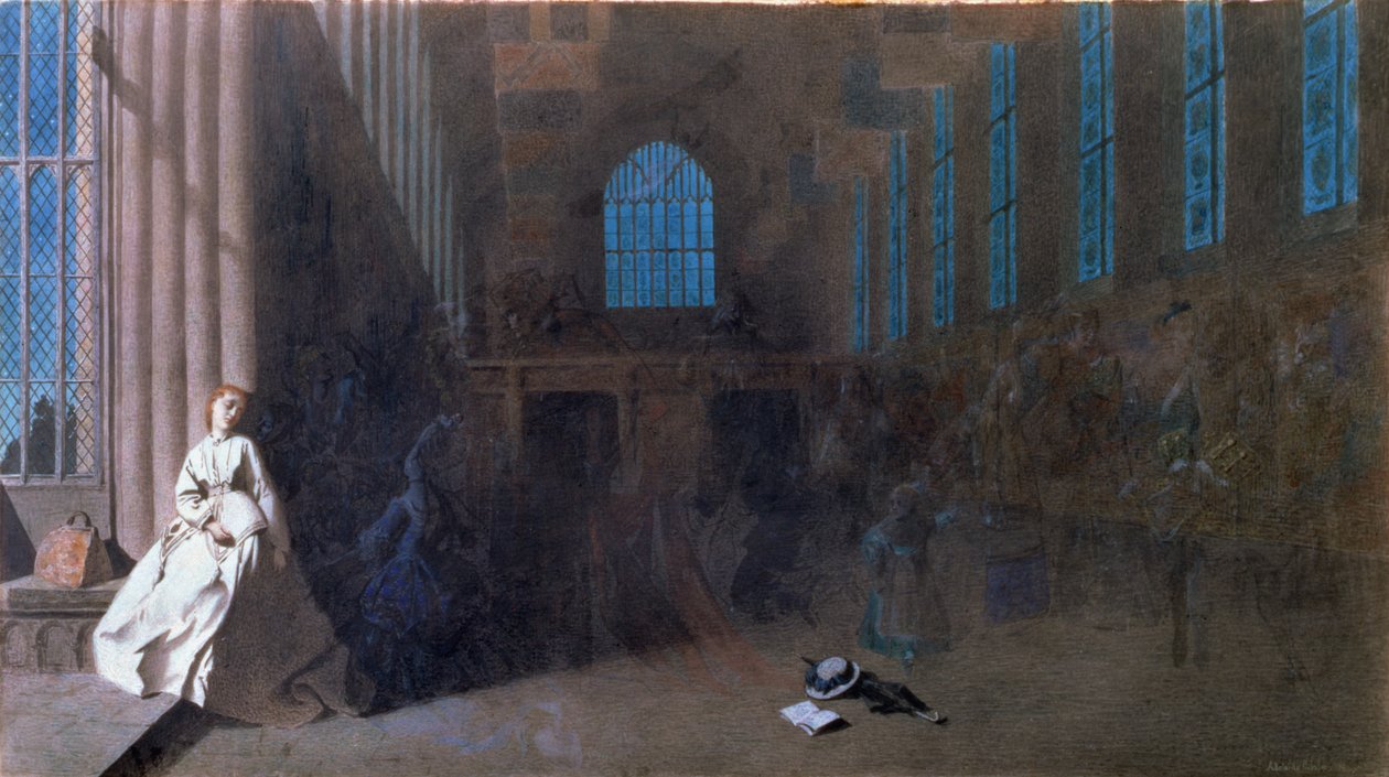 Dreams of the Past, Hampton Court (akvarell på papir) av Adelaide Claxton