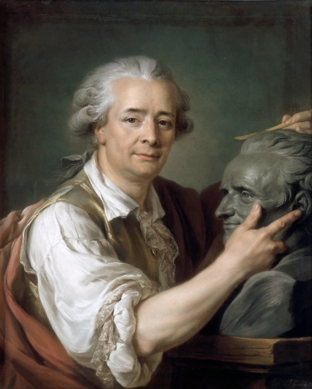 Augustin Pajou 1730-1809 skulpturerte en byste av læreren Lemoyne den yngre, 1782. av Adelaide Labille Guiard