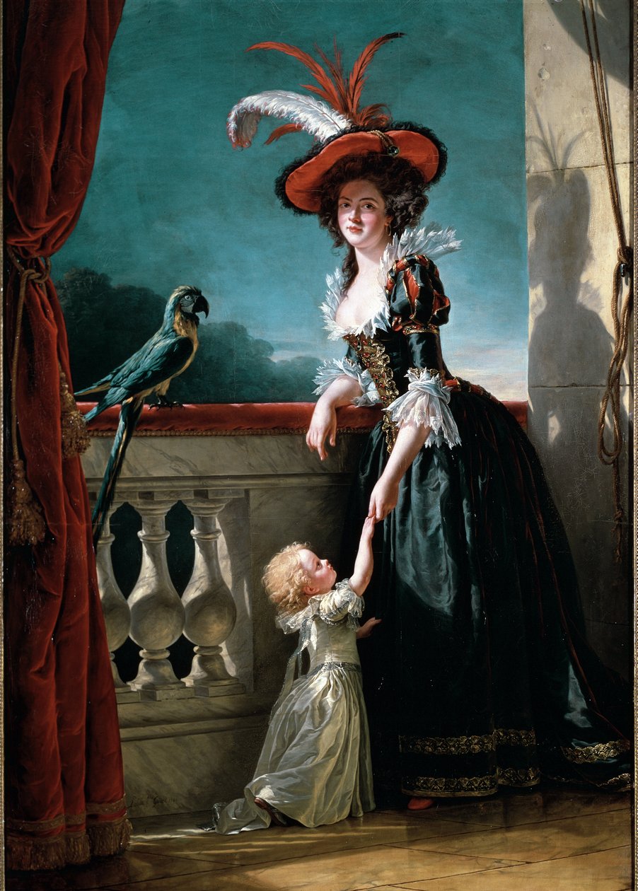 Portrett av Louise Elisabeth av Frankrike og hennes sønn, Don Ferdinand (olje på lerret av Adelaide Labille Guiard