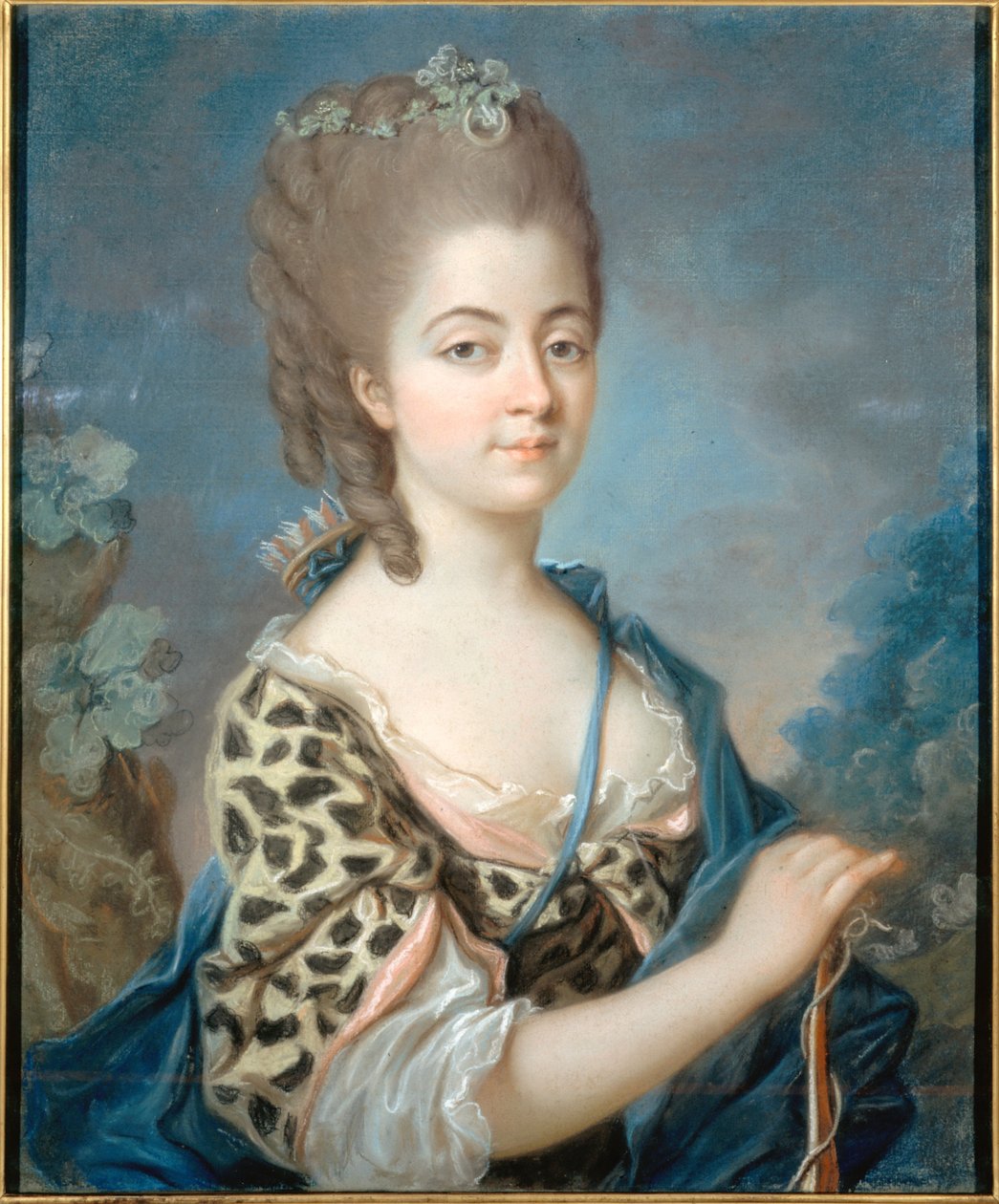 Portrett av Marie-Aurore de Saxe 1748-1821 som Diana, ca 1777. av Adelaide Labille Guiard