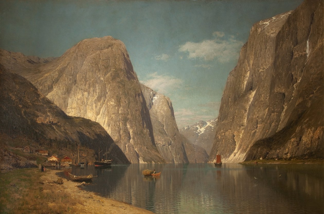 Up the Sogne Fjord, near Gudangen, 1876 av Adelsteen Normann