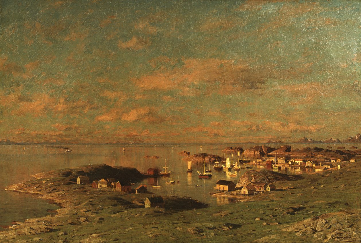 Fra Reine i Lofoten (olje på lerret) av Adelsteen Normann