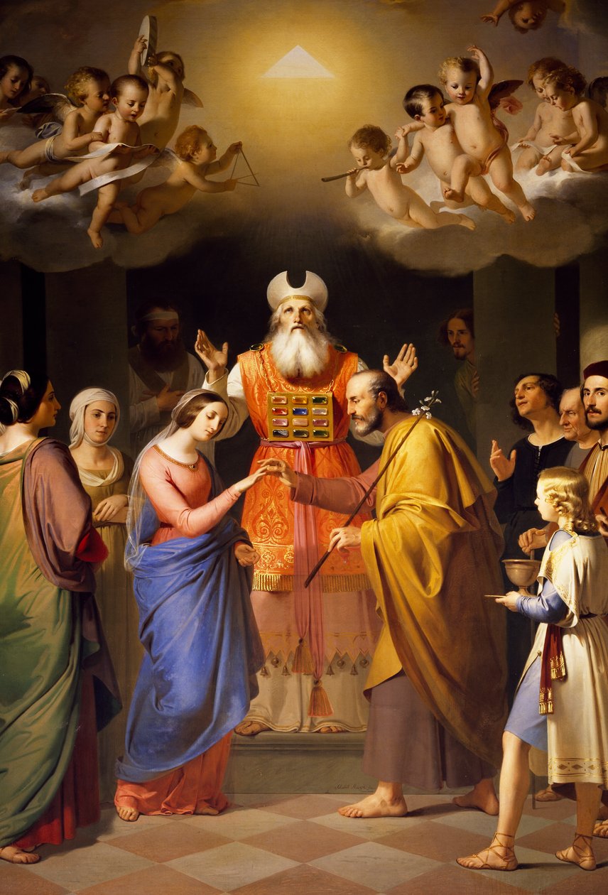 Jomfruens ekteskap, av Adeodato Malatesta (1806-1891), San Giuseppe (St Joseph) kirke, Bologna, Emilia-Romagna. Italia av Adeodato Malatesta or Malatesti