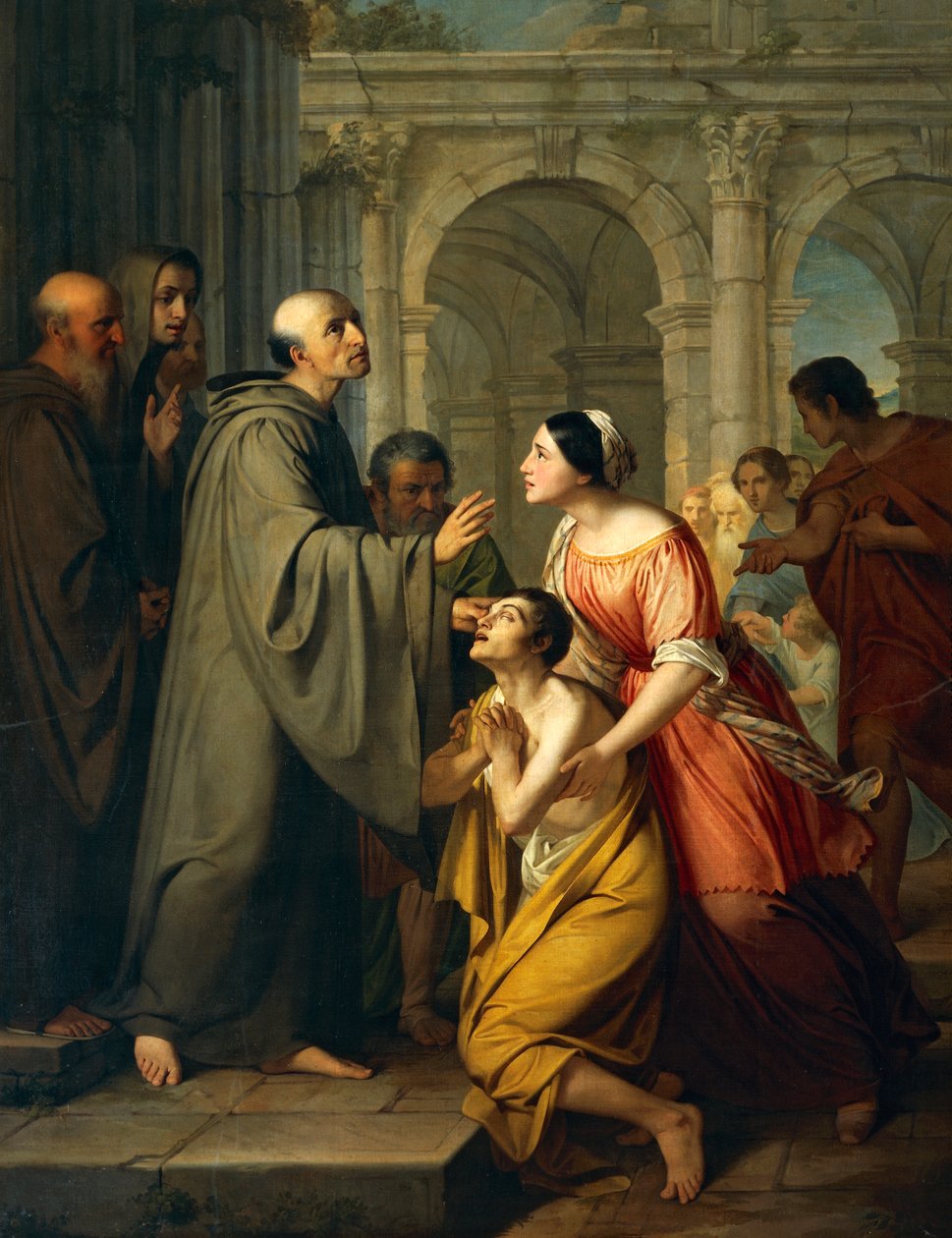 St Mauro Abbed gir syn til ung blind mann av Adeodato Malatesta or Malatesti