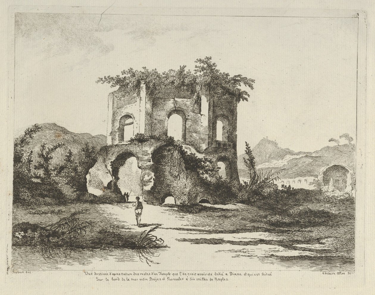 Utsikt over et tempel... dedikert til Diana fra Forskjellige utsikter hentet fra naturen... d..., 1700-tallet. av Adélaide Allou